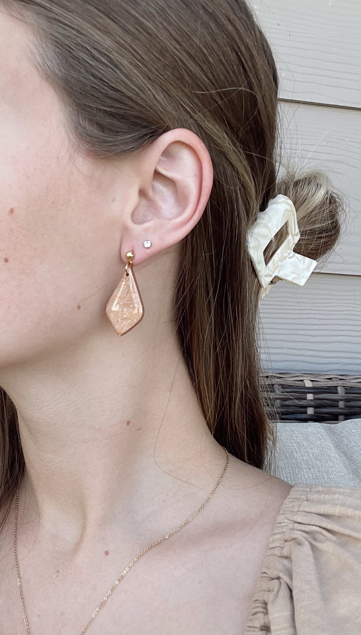 Rose Gold Floral Dangles