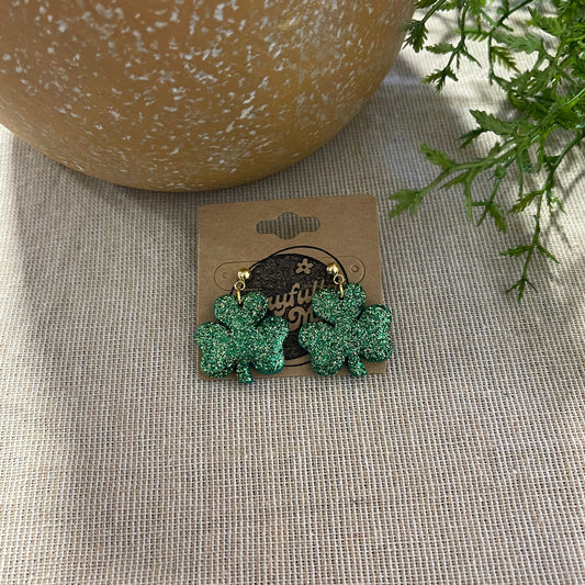 Glitter Clover Dangles