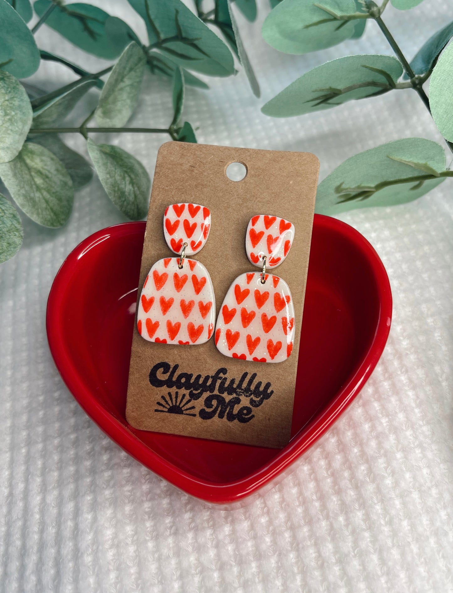 Painted Red Heart Dangles