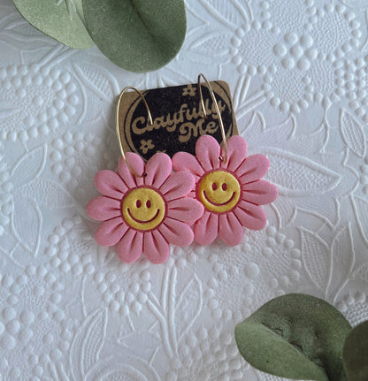 Flower Smiley Hoops